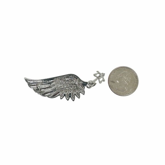 ✨Angel Wing  Brooch Pin Silver Plated  Tie Clip with Fleur-De-Lis Winged Emblem✨ - Picture 3 of 4